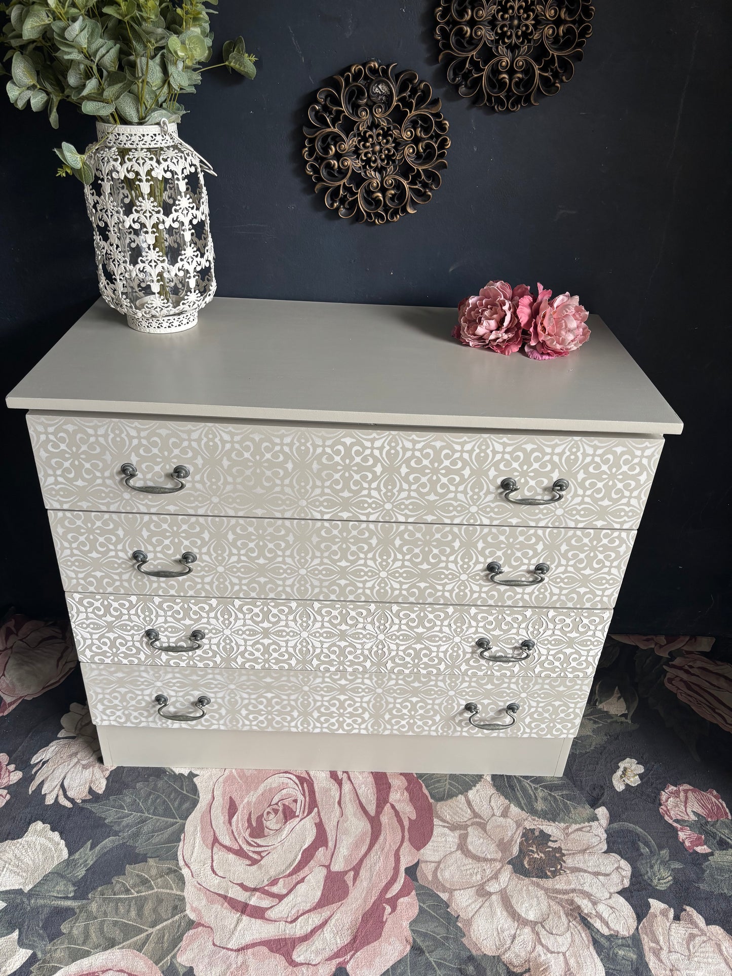 Soft Neutral Patterned Four Drawer Chest
