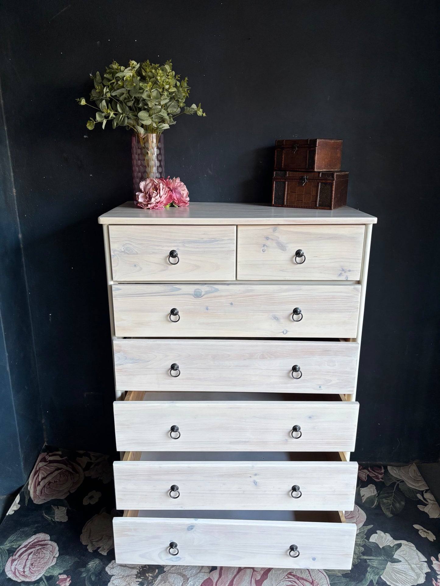Heritage Whitewashed Pine 7-Drawer Tall Chest