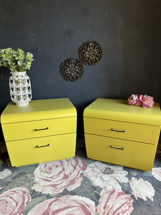 Sunburst Yellow Modern Bedside Tables (Set of 2)
