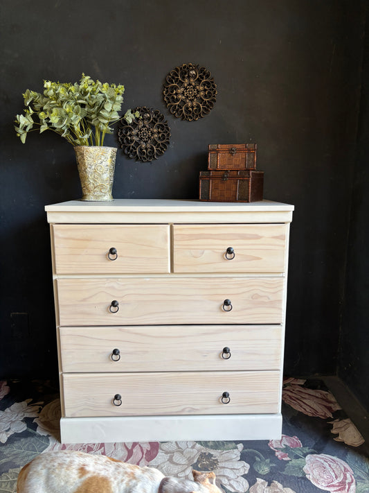 Elegant White Washed Chest of Drawers