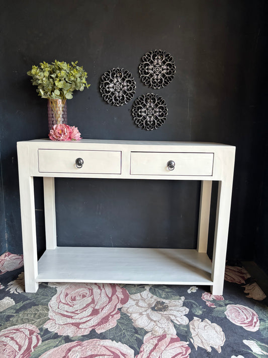Soft White Two-Drawer Server/Console Table