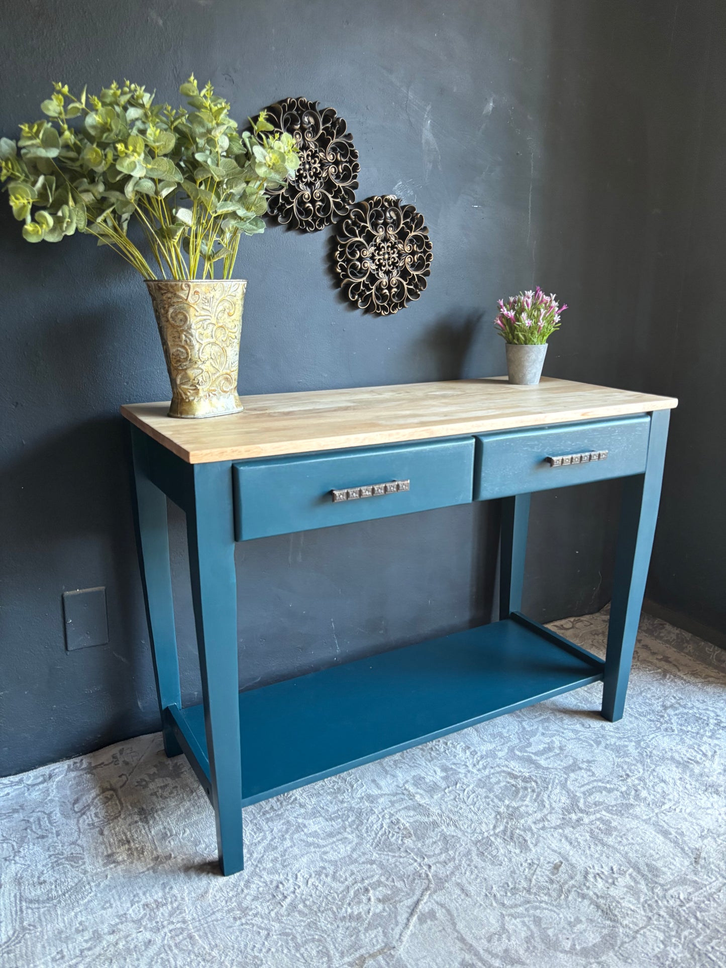 Teal Two-Drawer Entrance Hall Table – Contemporary Charm