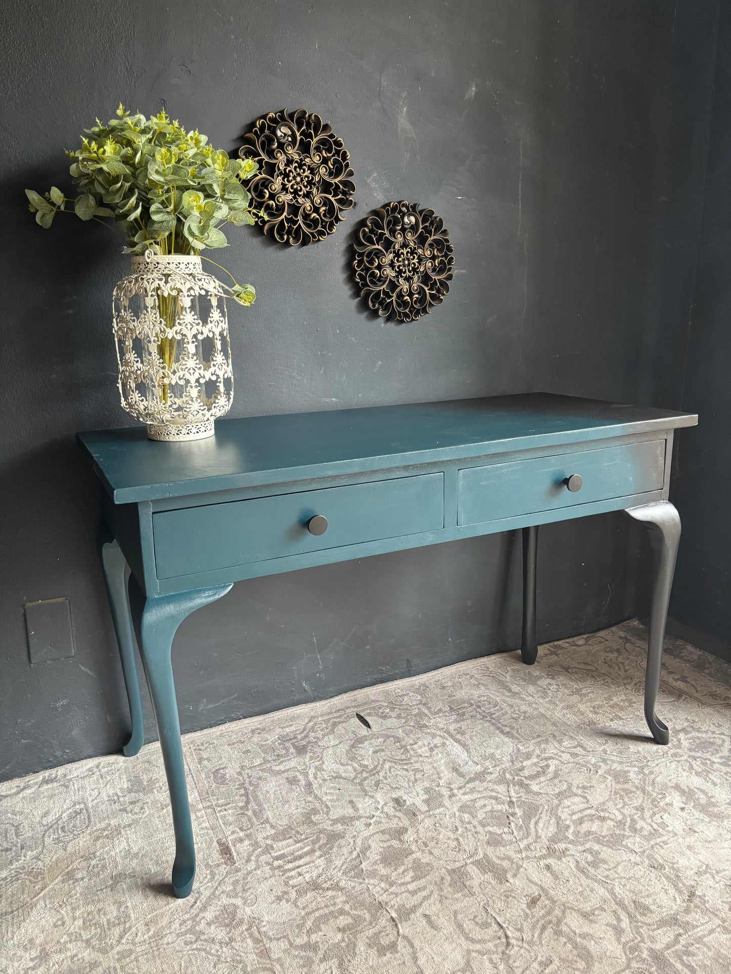 Midnight Tide Console Table with Dual Drawers