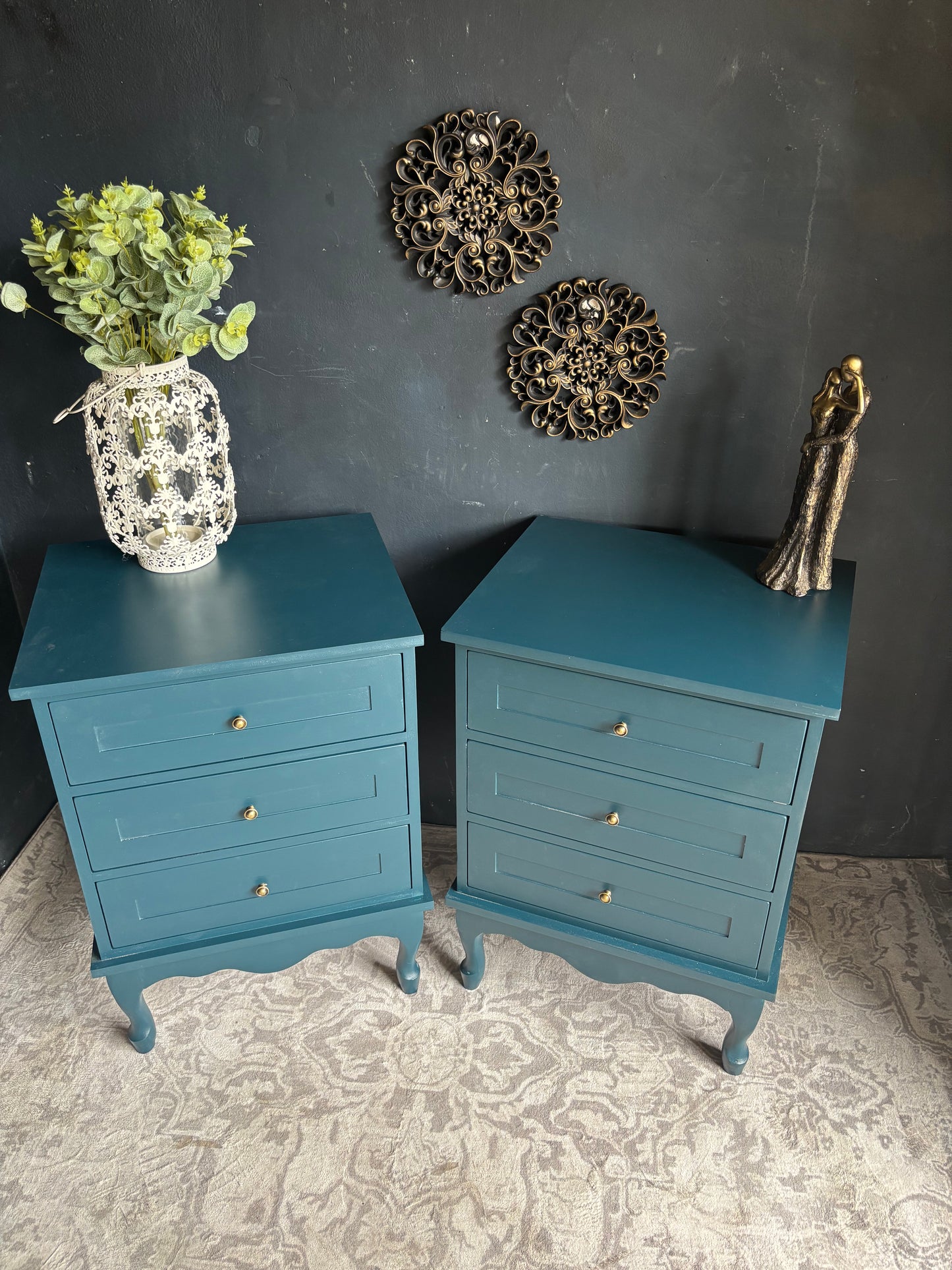 Vintage Three-Drawer Bedside Pedestals (Pair)