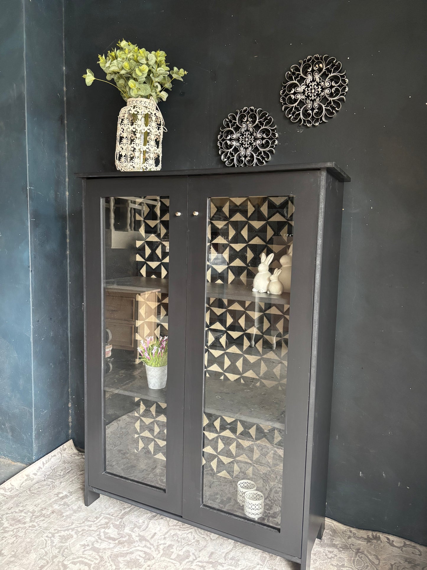 Modern Black Glass Display Cabinet