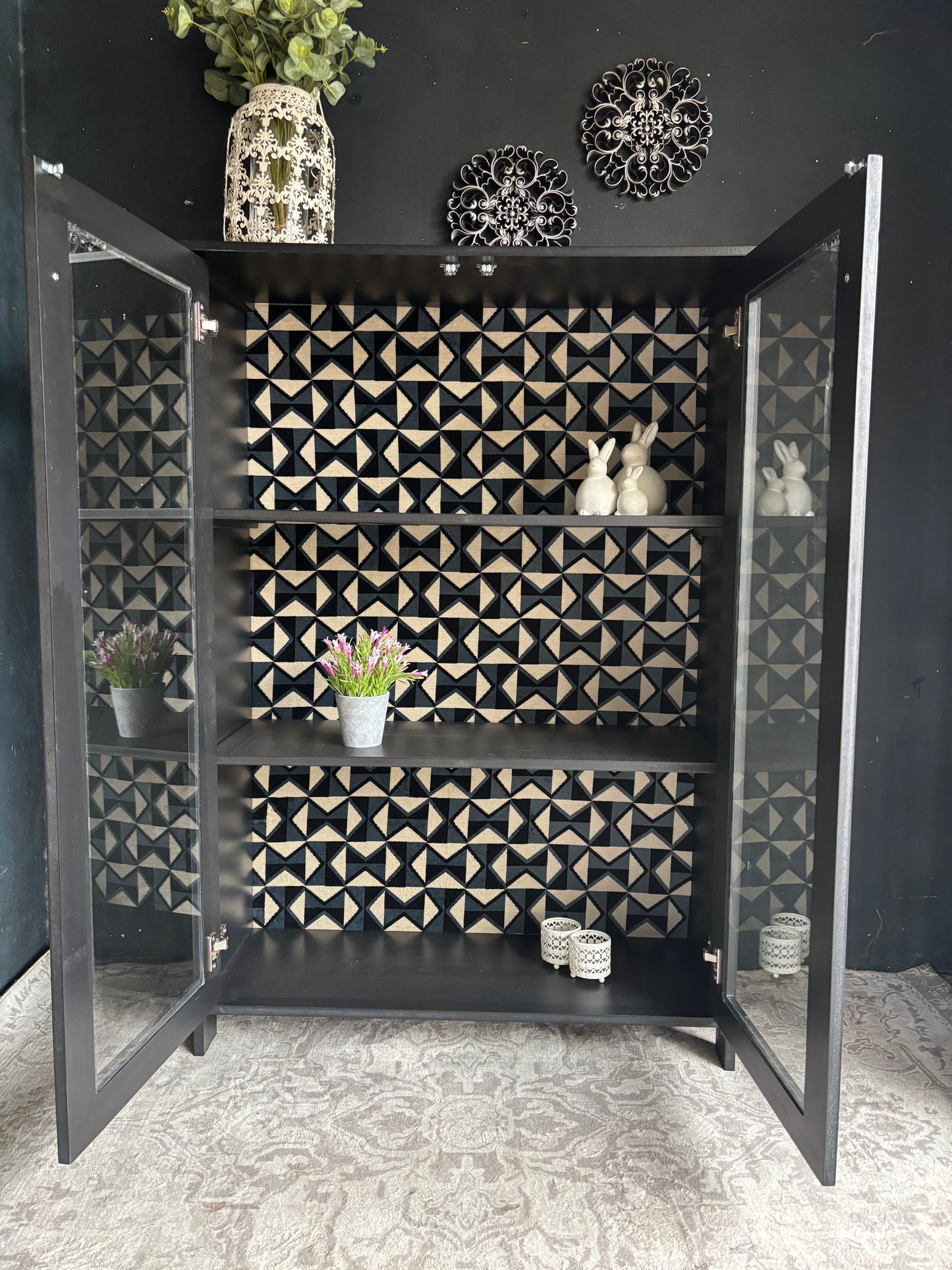 Modern Black Glass Display Cabinet