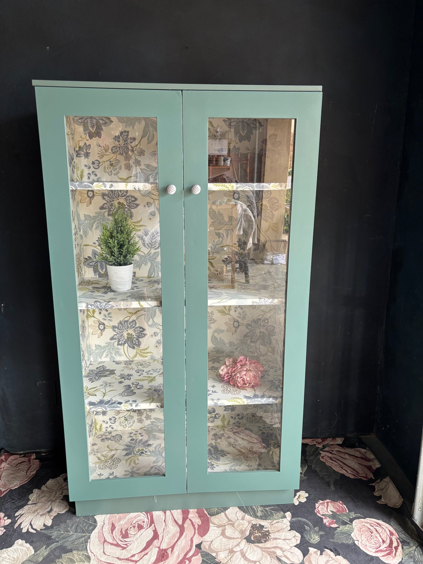 Aqua Glass Display Cabinet / Bookcase