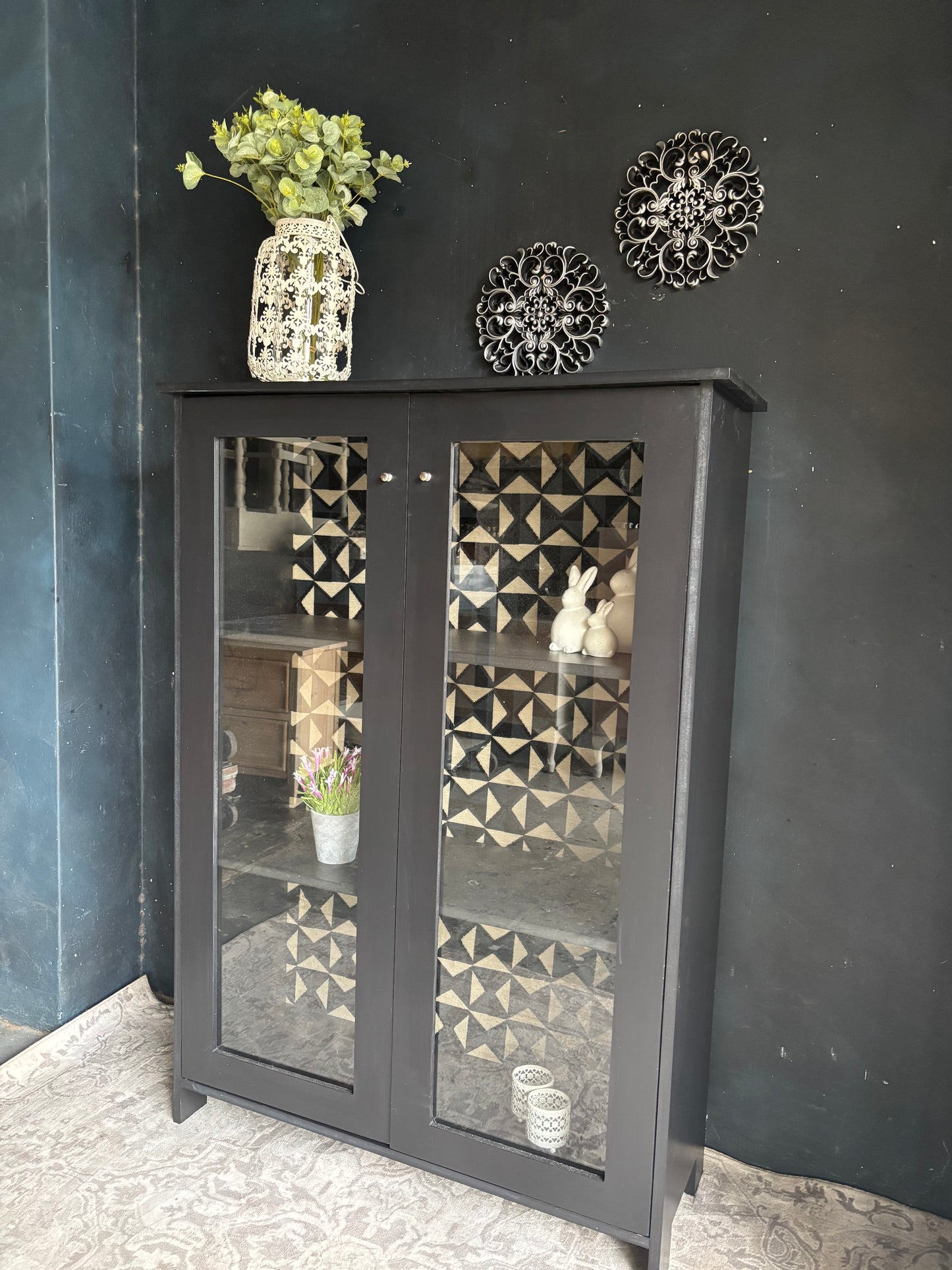 Modern Black Glass Display Cabinet