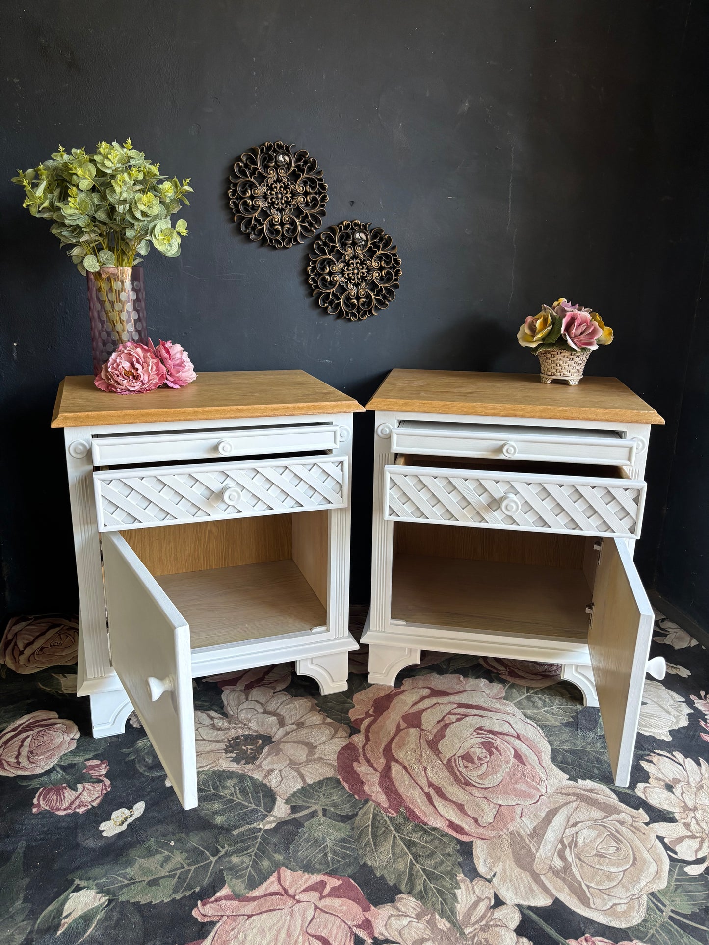 Solid Oak Bedside Pedestals – Pair