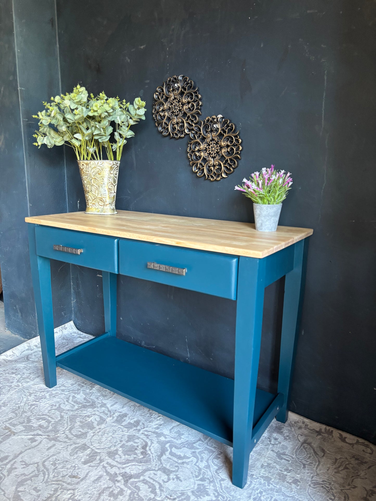 Teal Two-Drawer Entrance Hall Table – Contemporary Charm