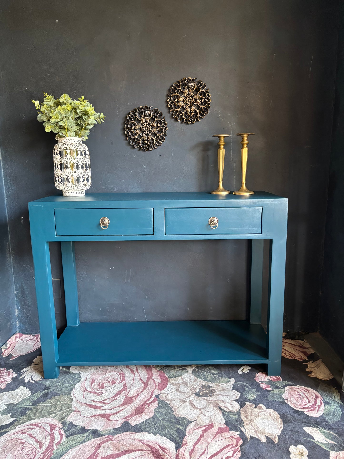 Vibrant Teal Two-Drawer Server/Console Tqble