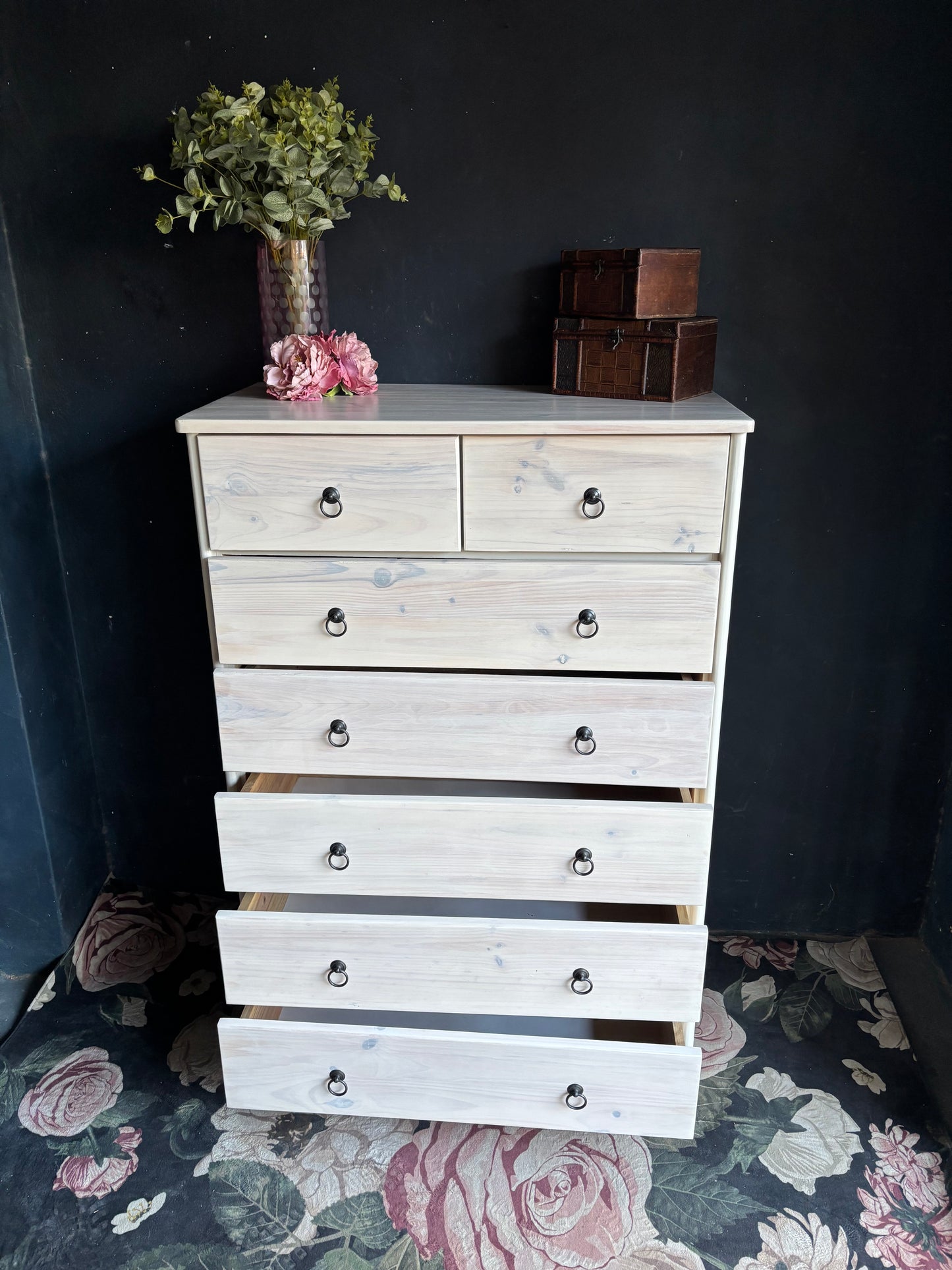 Heritage Whitewashed Pine 7-Drawer Tall Chest