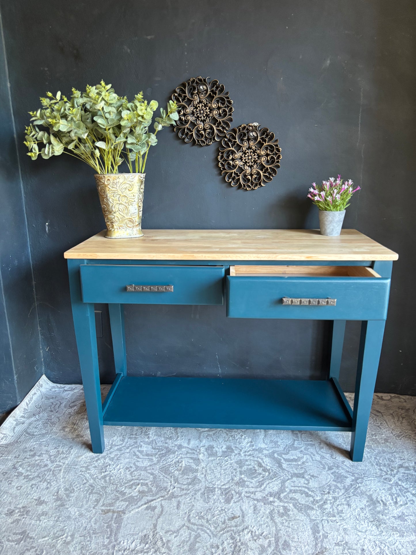 Teal Two-Drawer Entrance Hall Table – Contemporary Charm