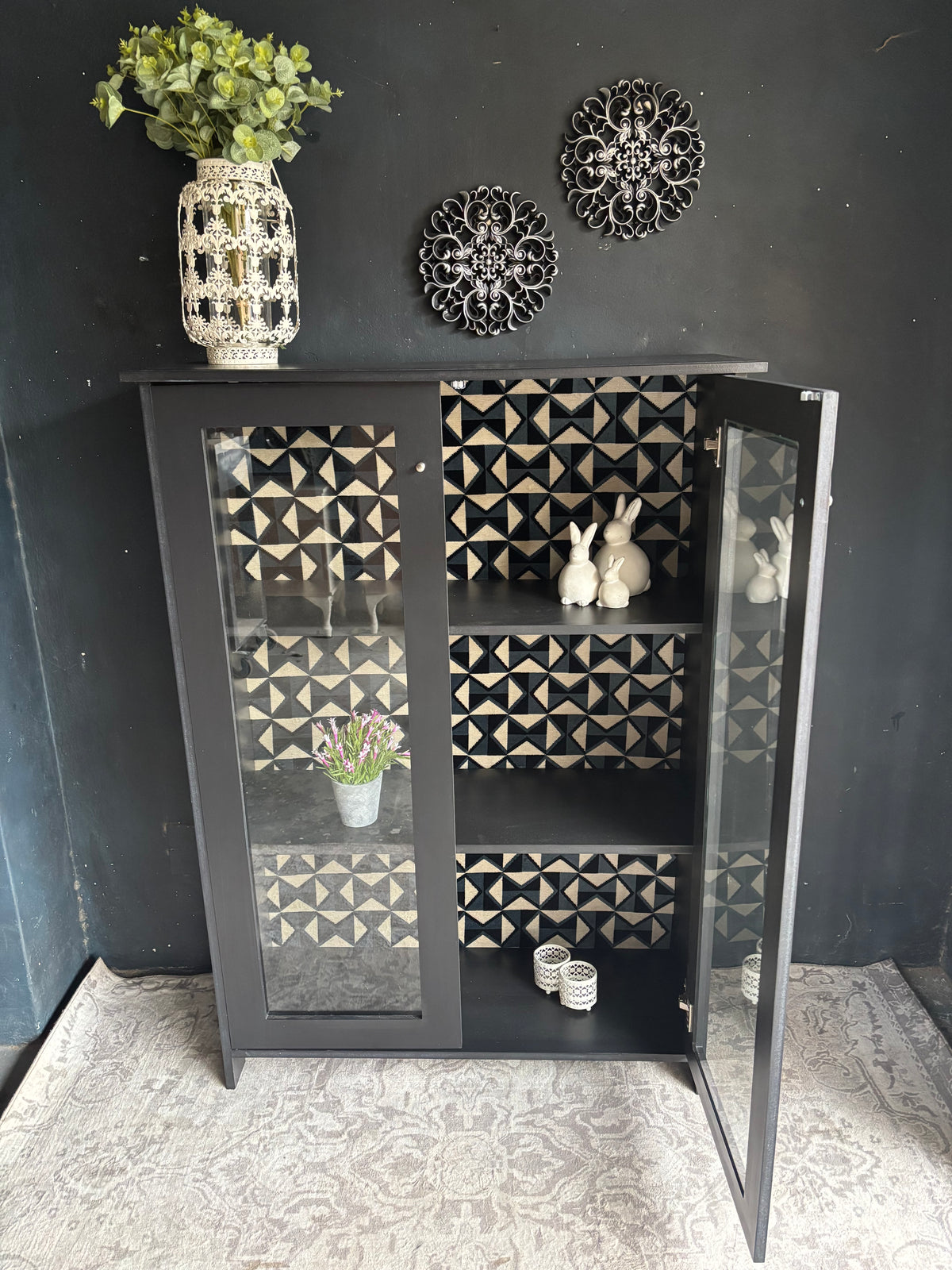 Modern Black Glass Display Cabinet