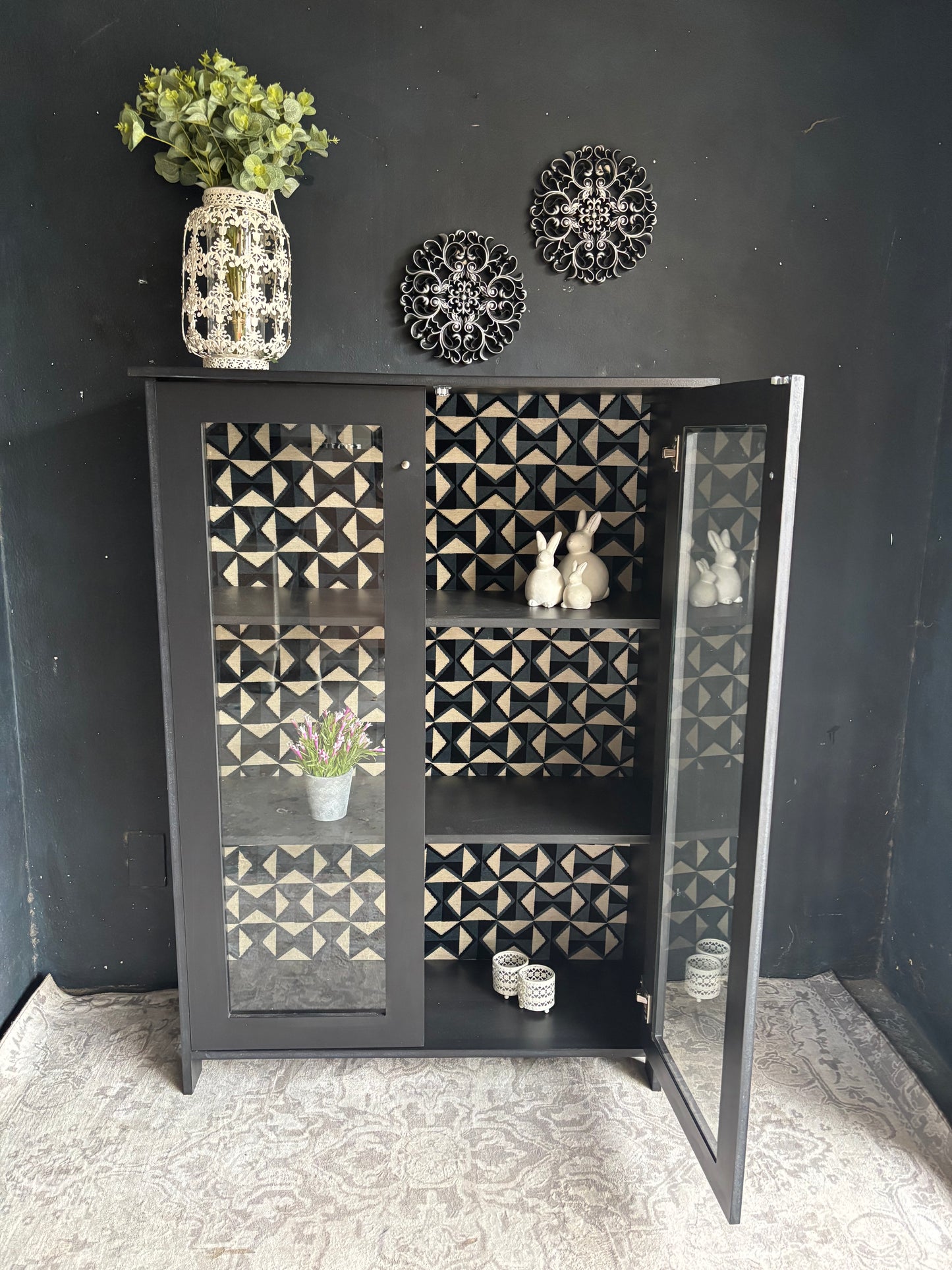 Modern Black Glass Display Cabinet
