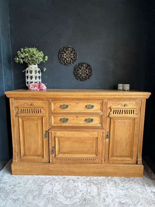 Solid Oak Sideboard with Carved Detail