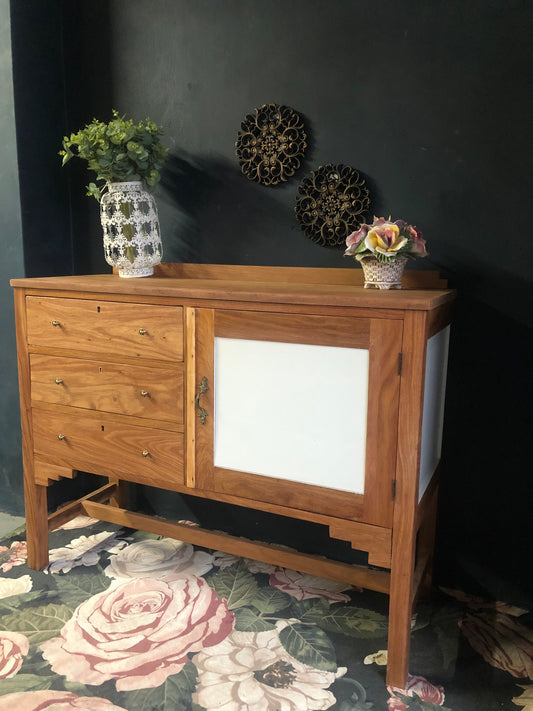Vintage Wooden Sideboard with Drawer and Cabinet Storage