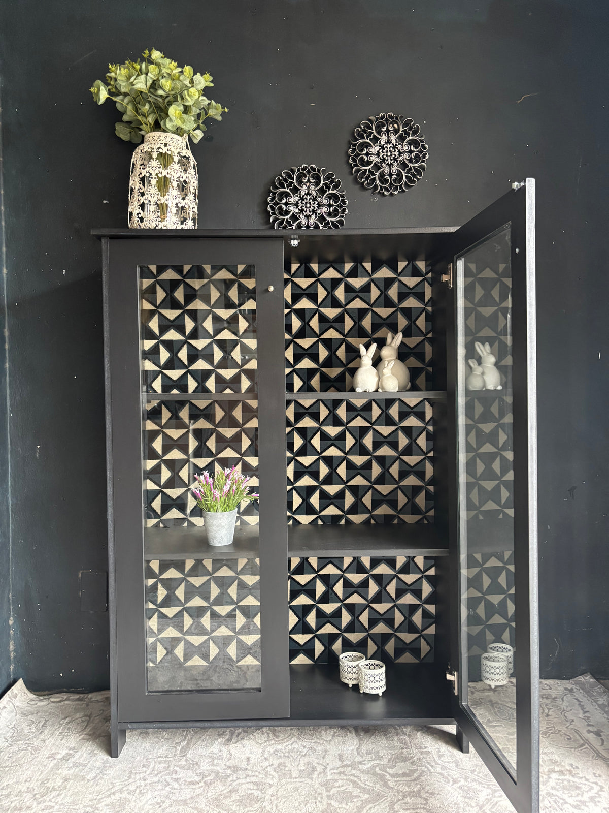 Modern Black Glass Display Cabinet