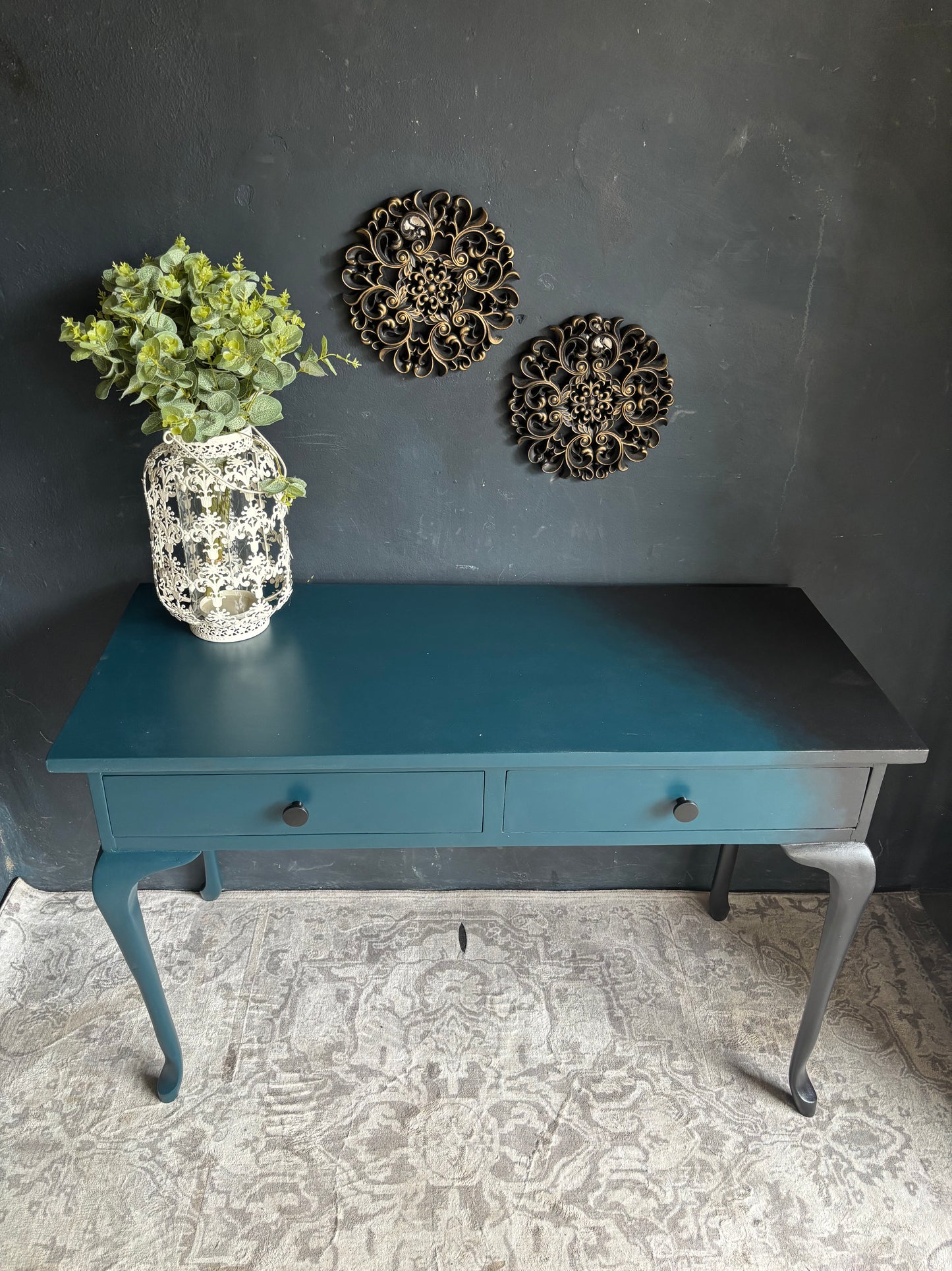 Midnight Tide Console Table with Dual Drawers