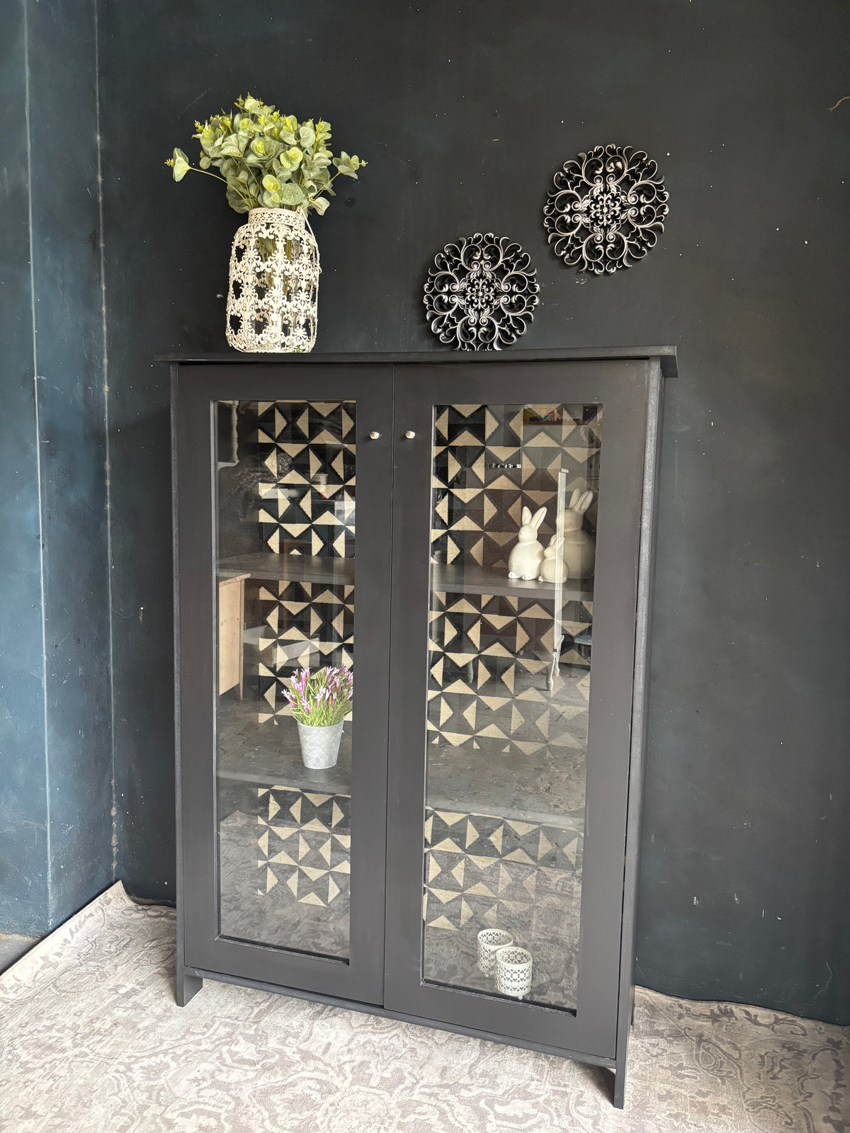 Modern Black Glass Display Cabinet