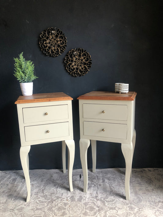 Elegant 2-Drawer French-Style Pedestal Tables (Set of 2)
