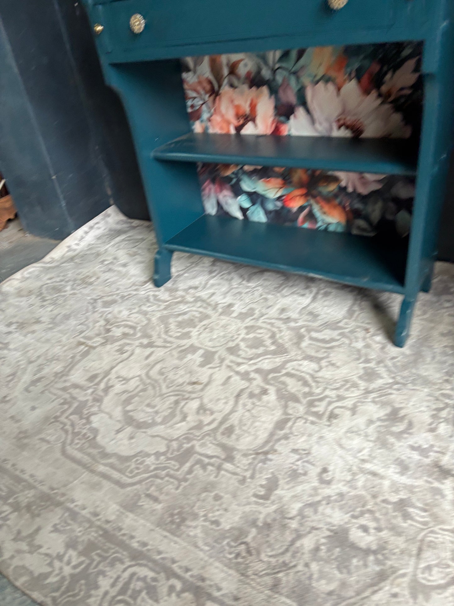 Teal Drop Front Writing Bureau