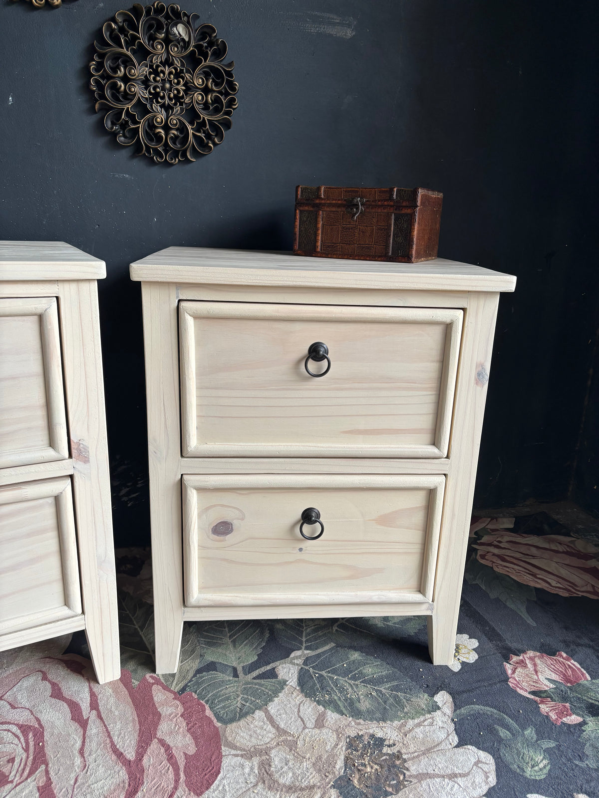 Hampton White Washed Bedside Tables (selling as a pair)