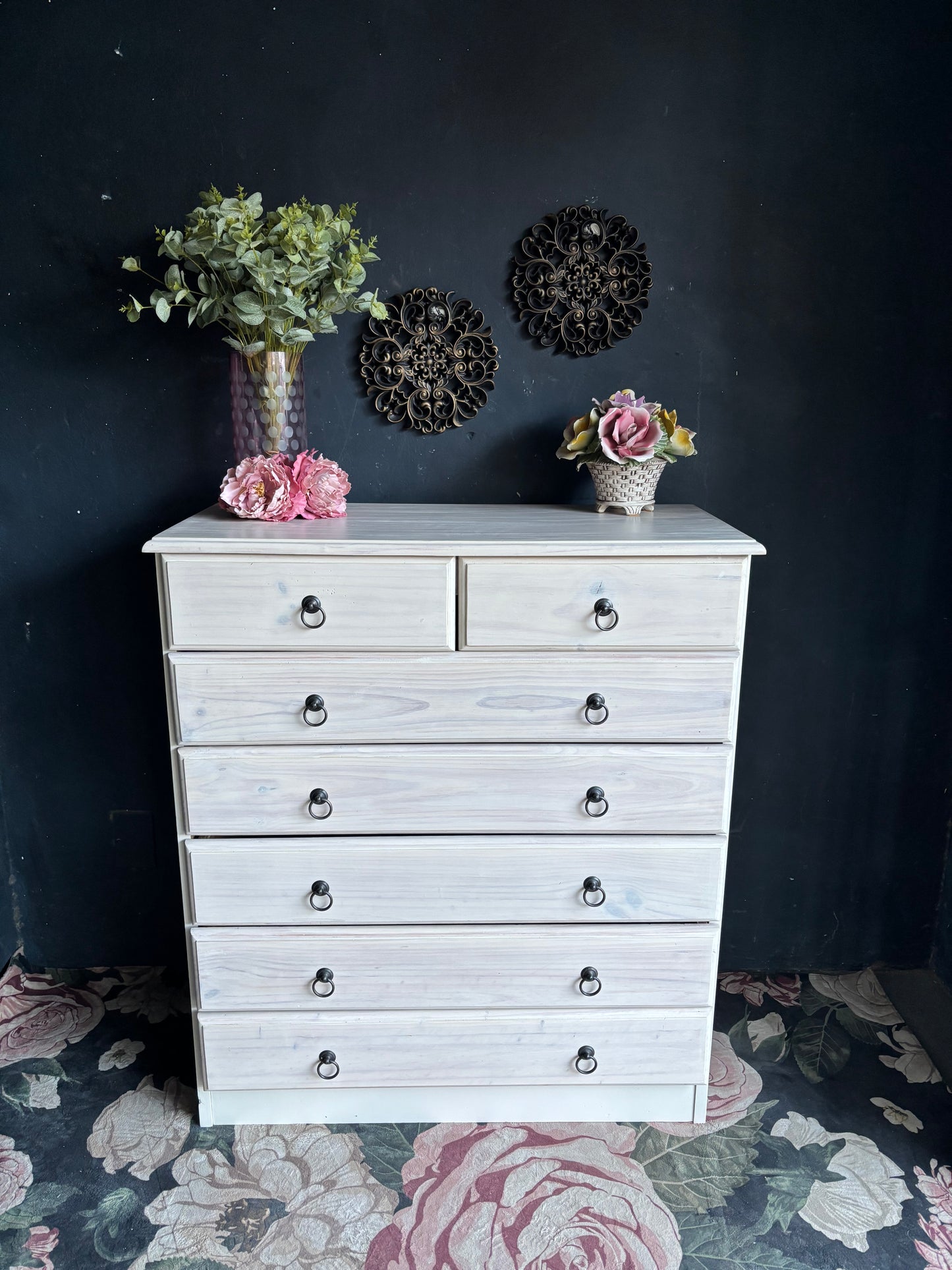 Heritage Whitewashed Pine 7-Drawer Tall Chest