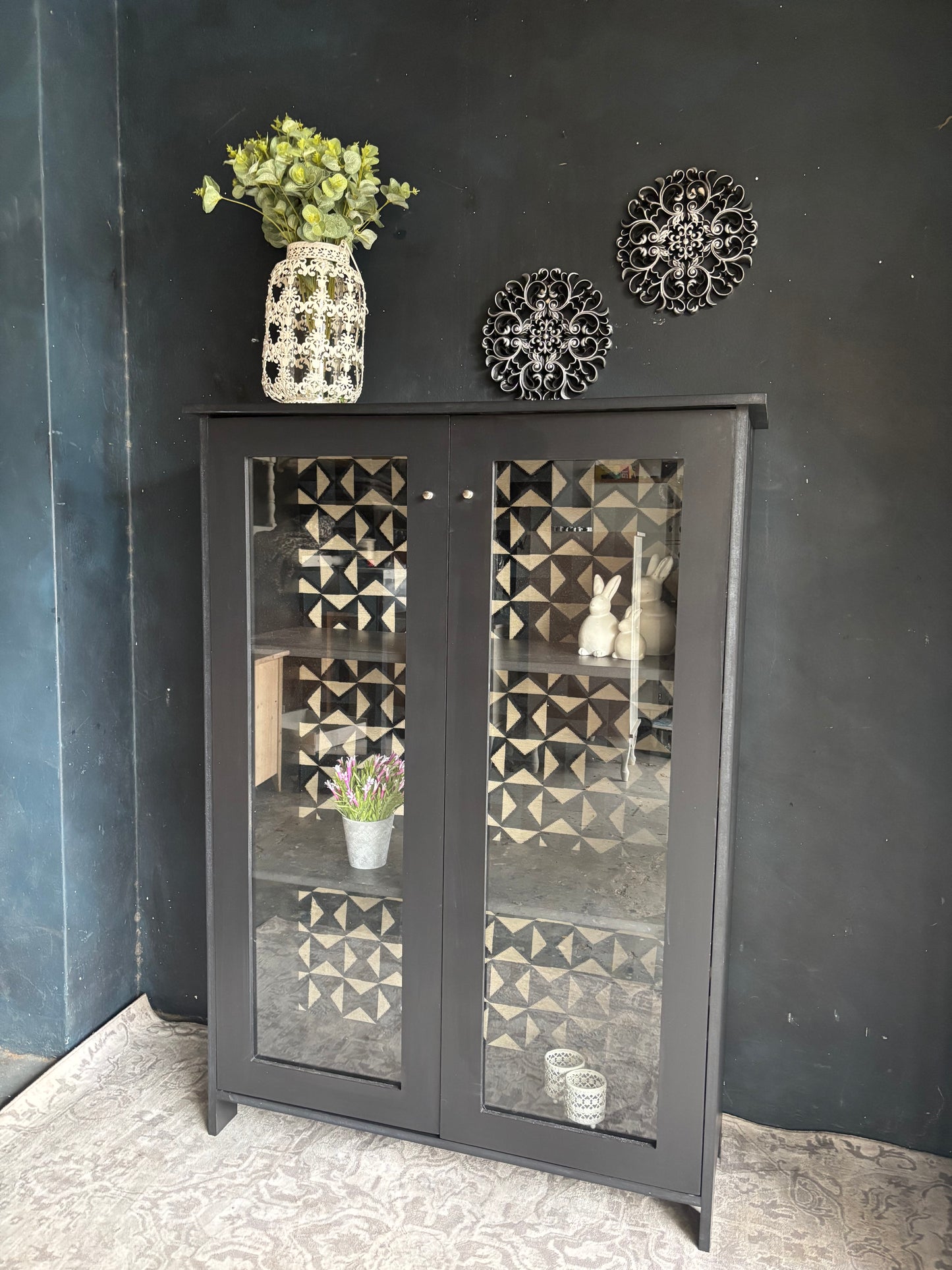 Modern Black Glass Display Cabinet