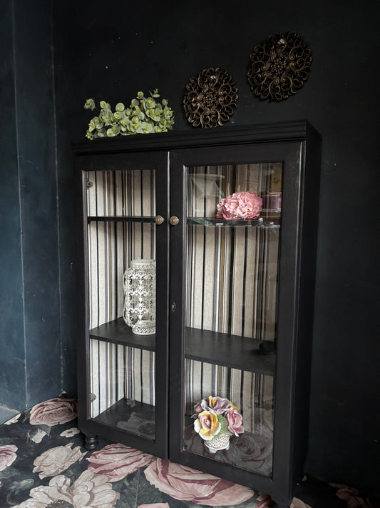 Black Vintage Glass Display Cabinet
