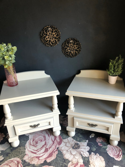 Vintage Beige Bedside Tables (Set of 2)