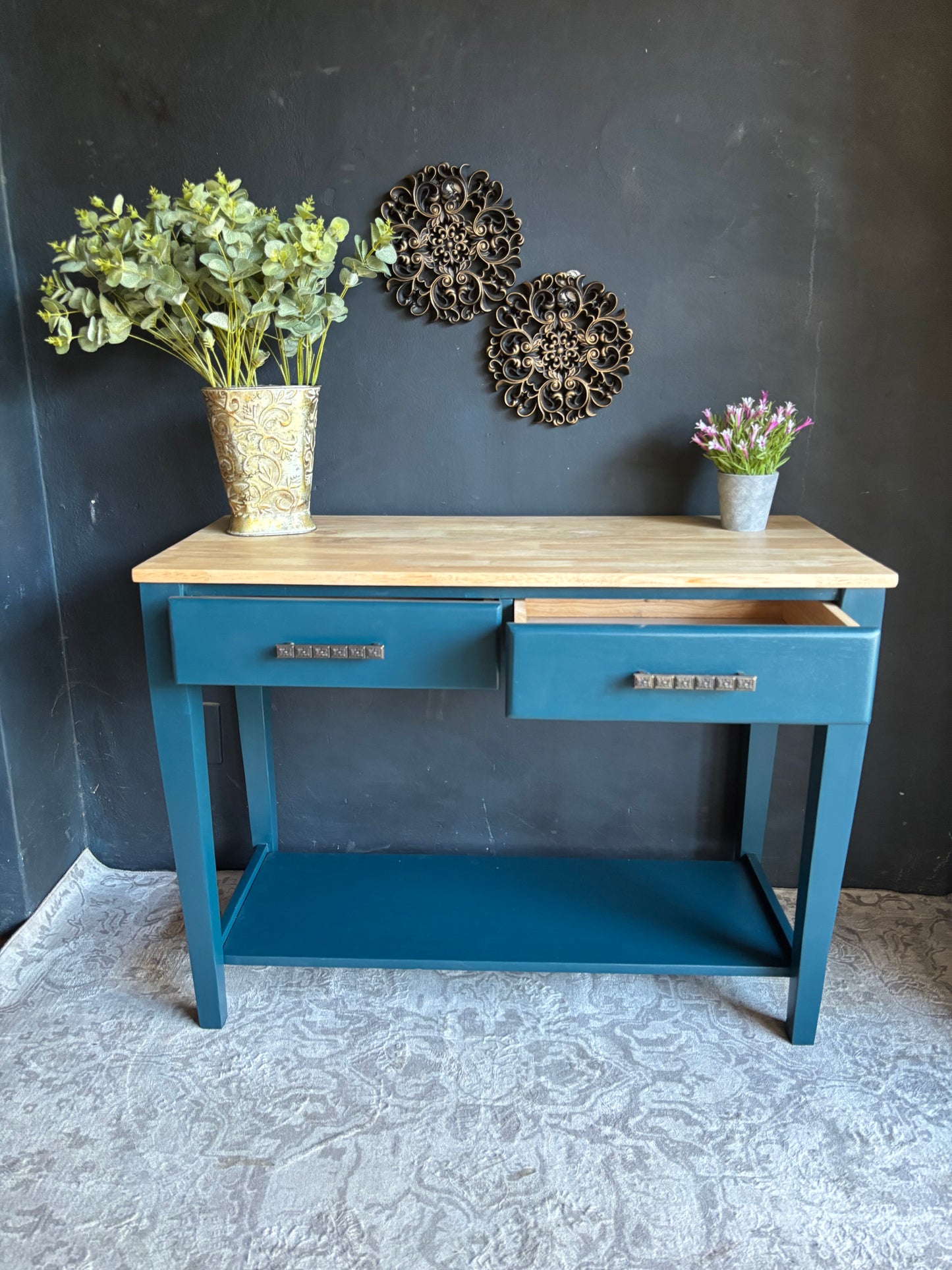 Teal Two-Drawer Entrance Hall Table – Contemporary Charm