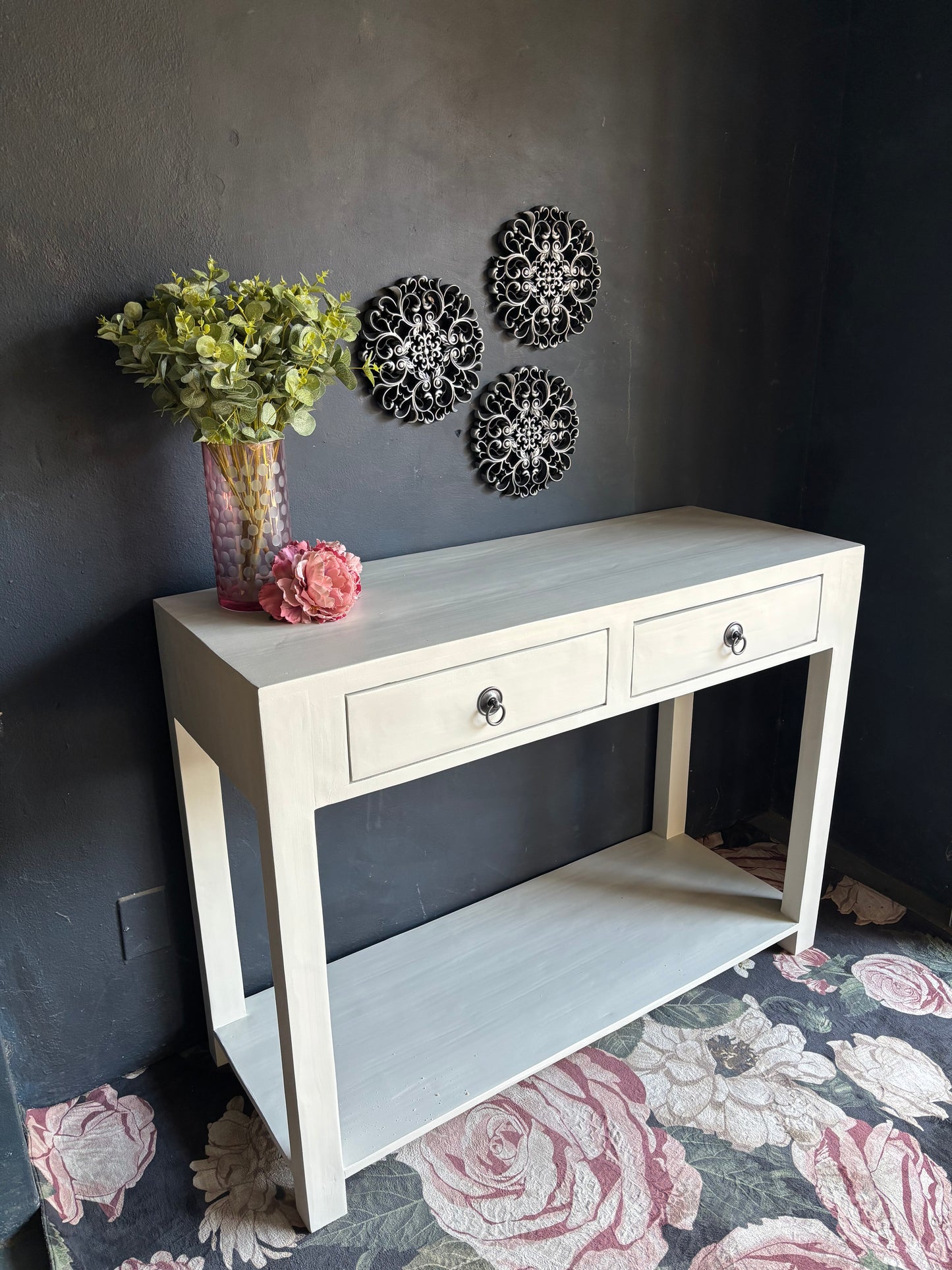 Soft White Two-Drawer Server/Console Table