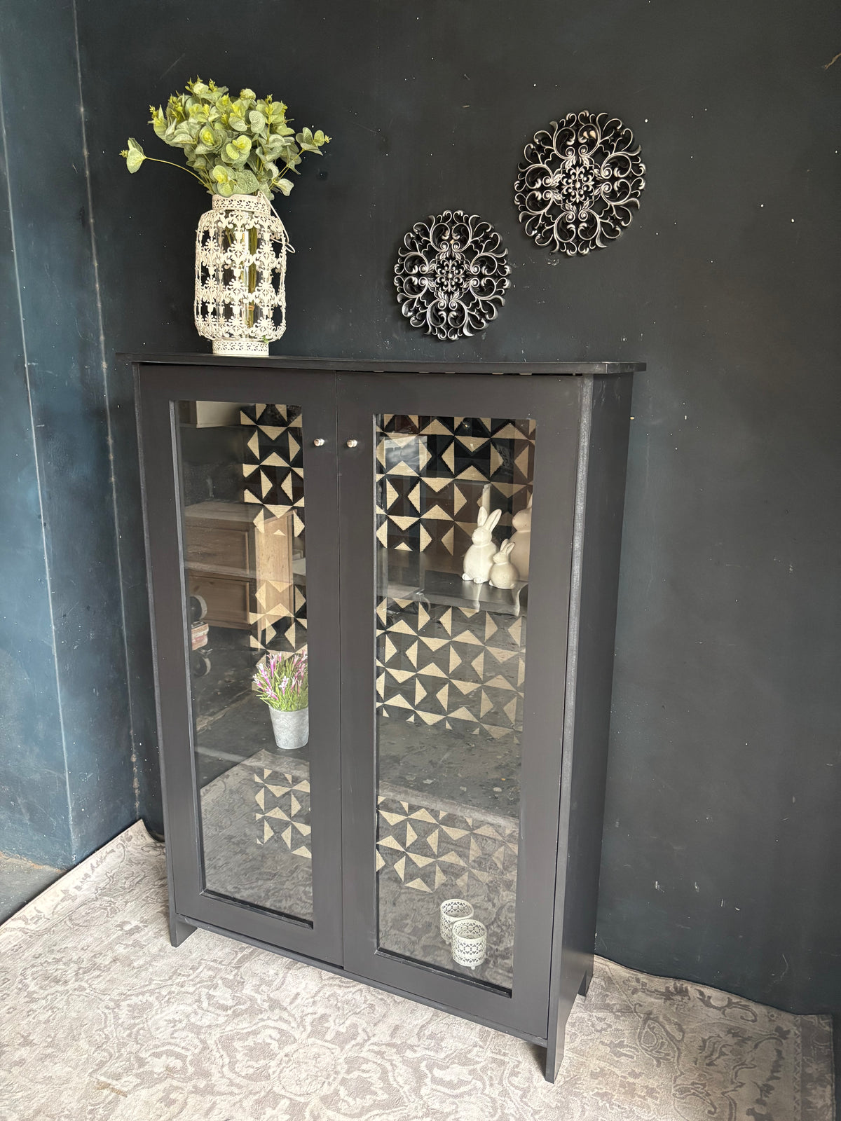 Modern Black Glass Display Cabinet