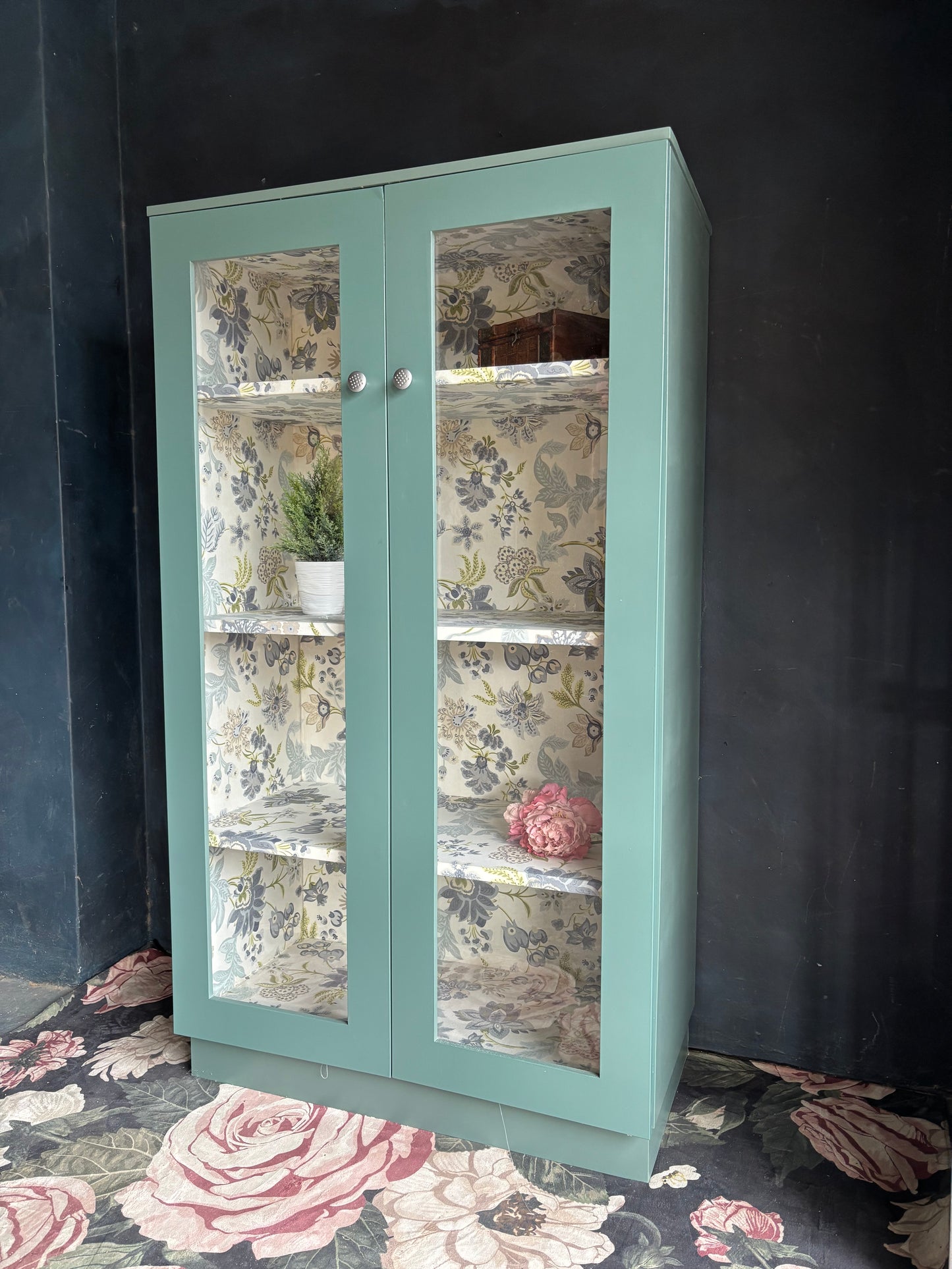 Aqua Glass Display Cabinet / Bookcase