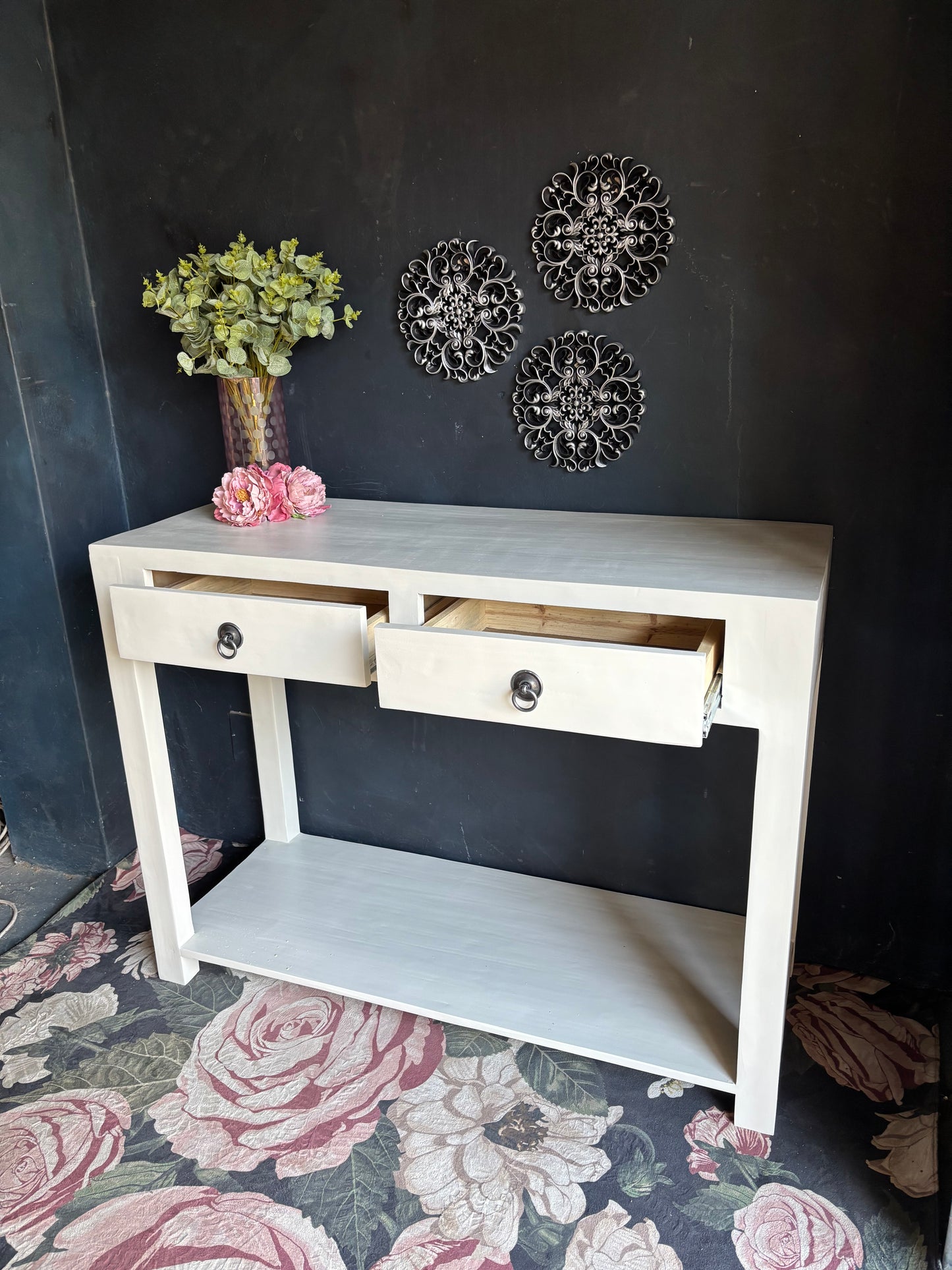 Soft White Two-Drawer Server/Console Table