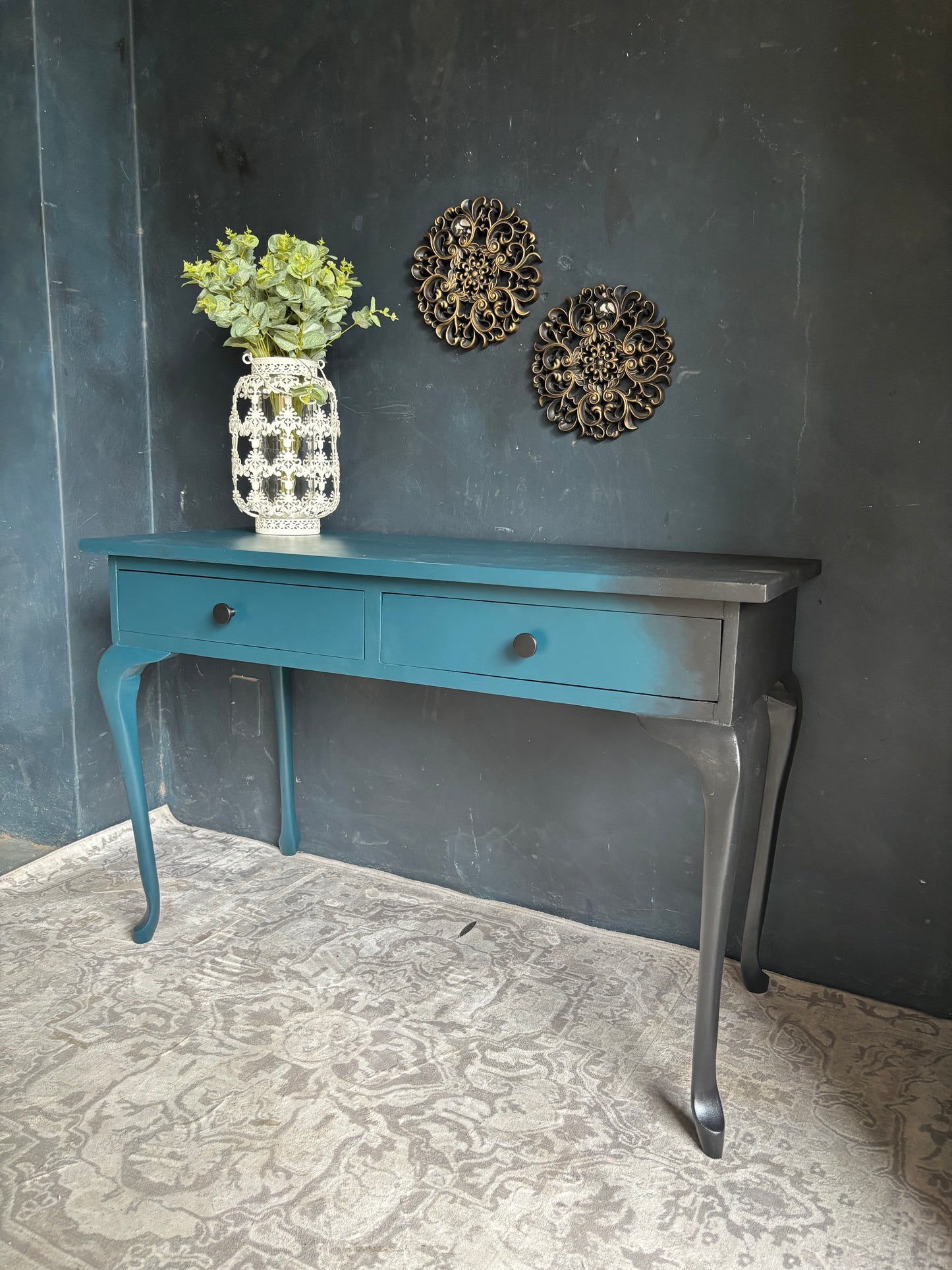 Midnight Tide Console Table with Dual Drawers