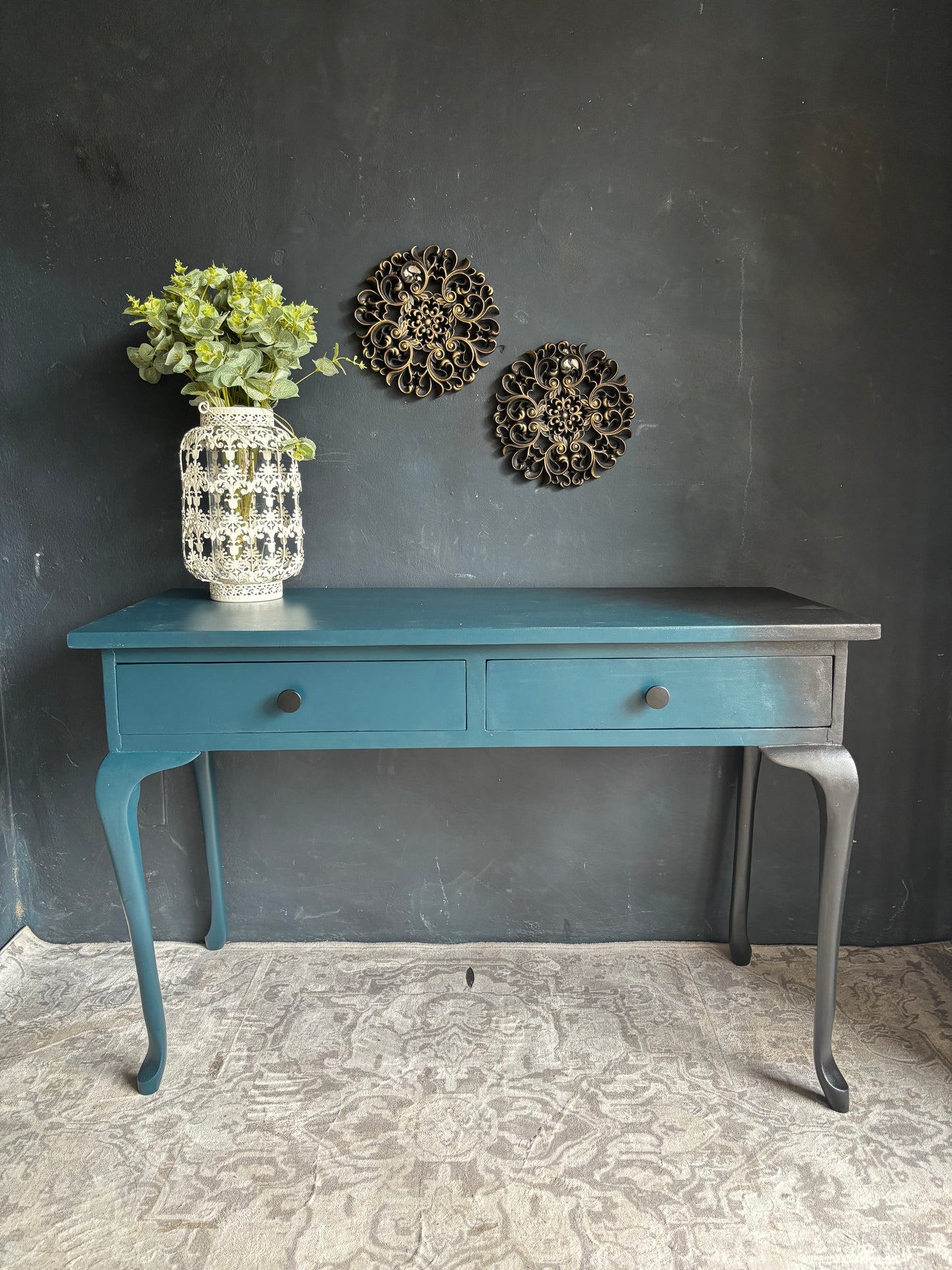 Midnight Tide Console Table with Dual Drawers