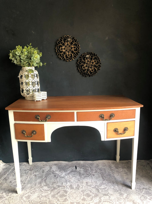 Vintage-Style Writing Desk with Brass Handles
