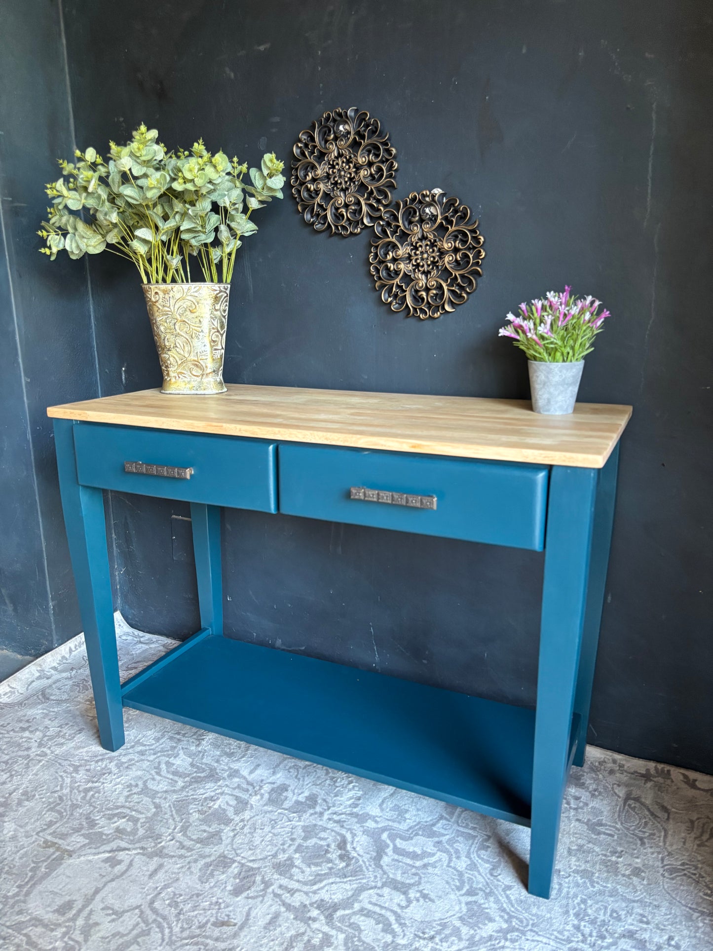 Teal Two-Drawer Entrance Hall Table – Contemporary Charm