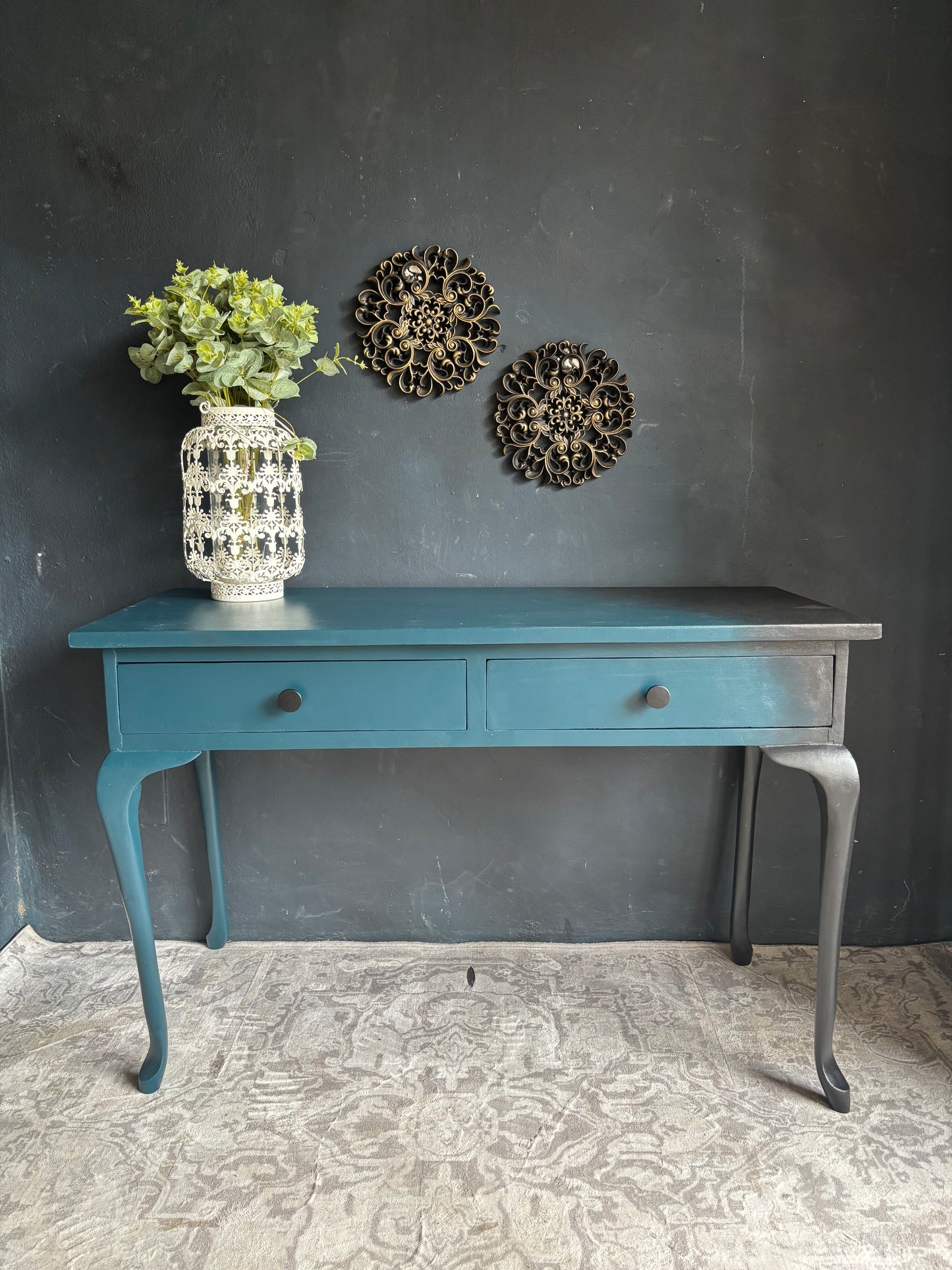 Midnight Tide Console Table with Dual Drawers