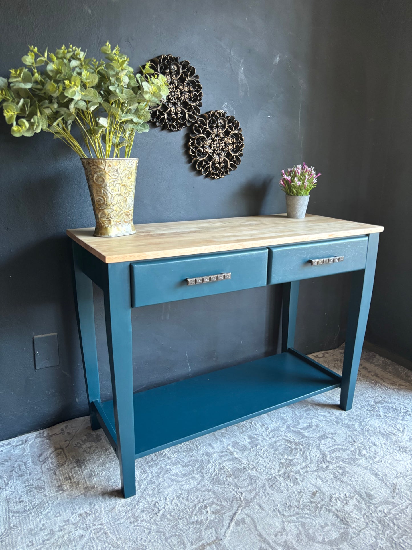 Teal Two-Drawer Entrance Hall Table – Contemporary Charm