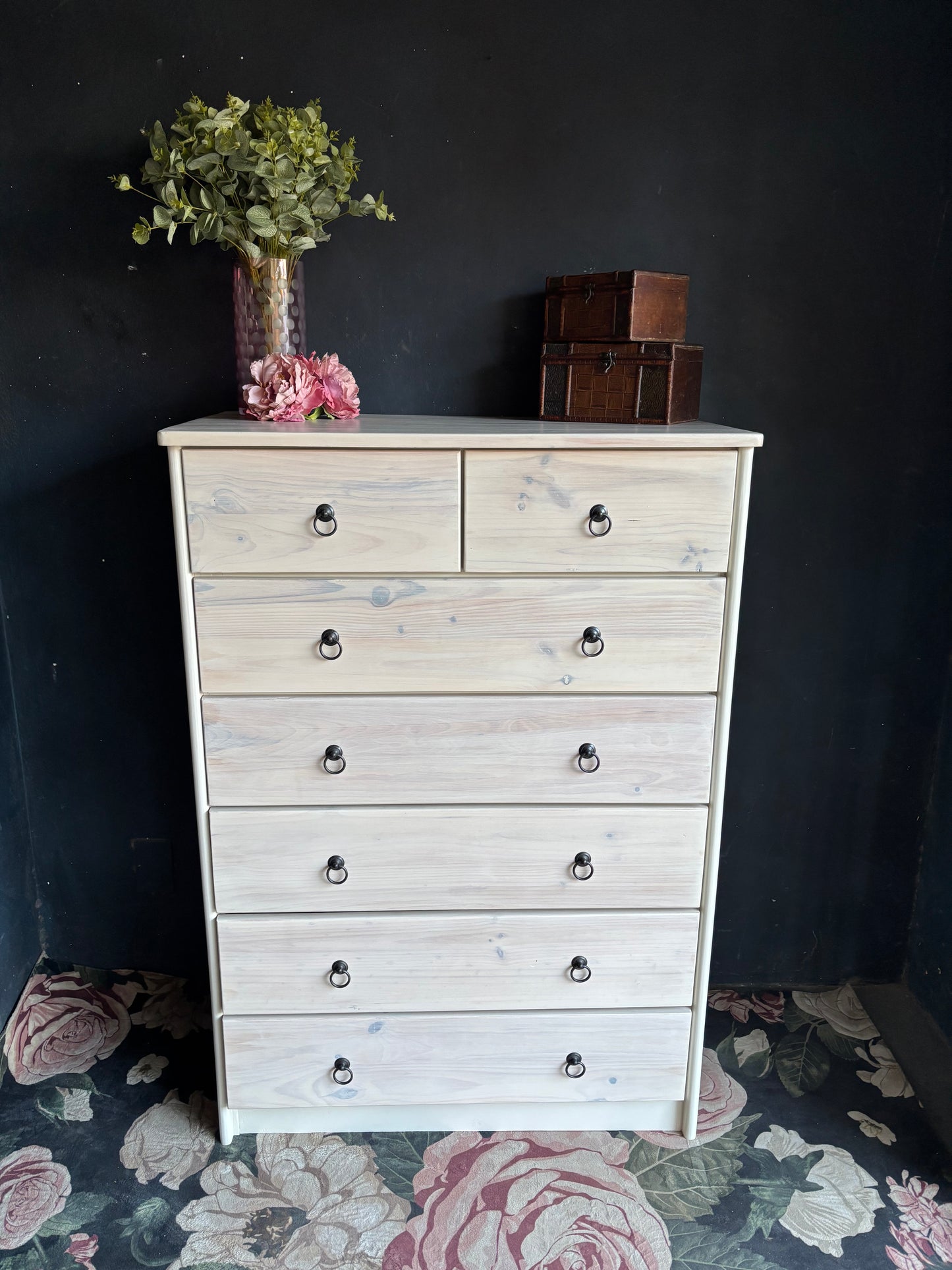 Heritage Whitewashed Pine 7-Drawer Tall Chest