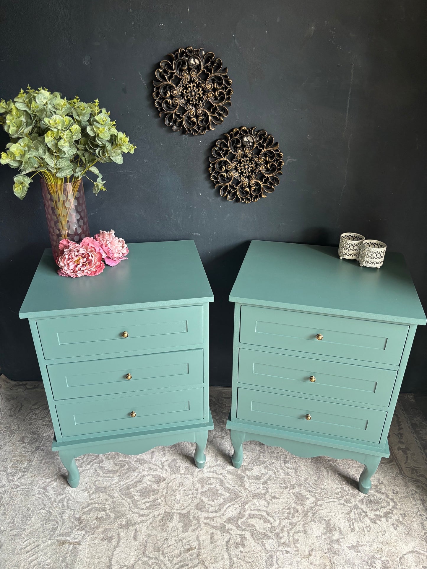 Vintage Three-Drawer Bedside Pedestals (Pair)