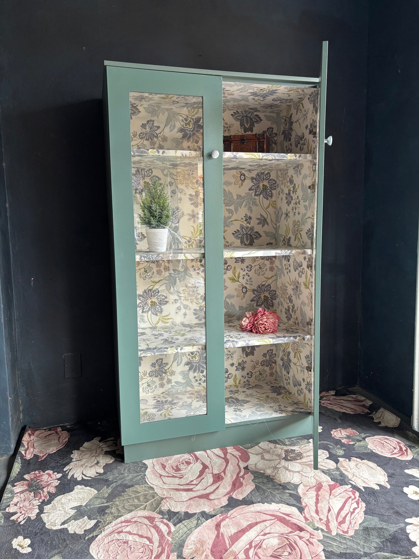 Aqua Glass Display Cabinet / Bookcase