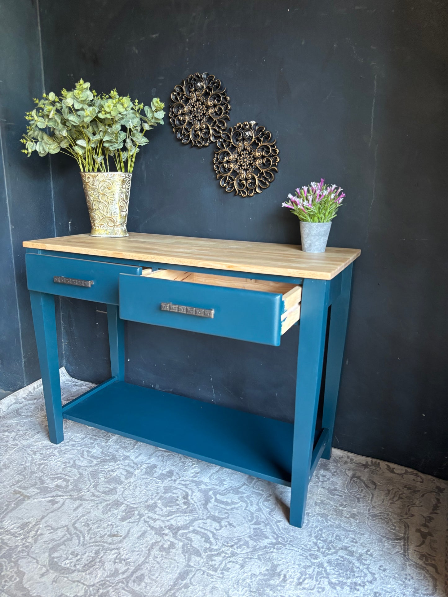 Teal Two-Drawer Entrance Hall Table – Contemporary Charm