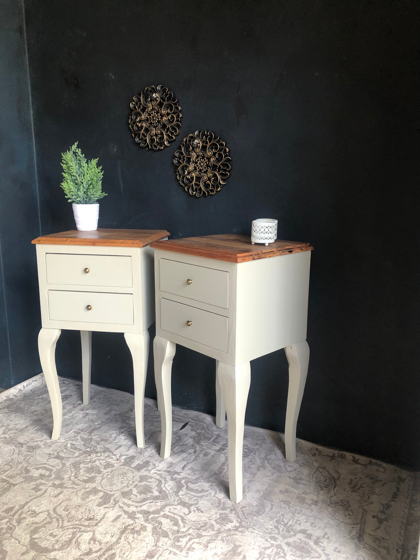 Elegant 2-Drawer French-Style Pedestal Tables (Set of 2)