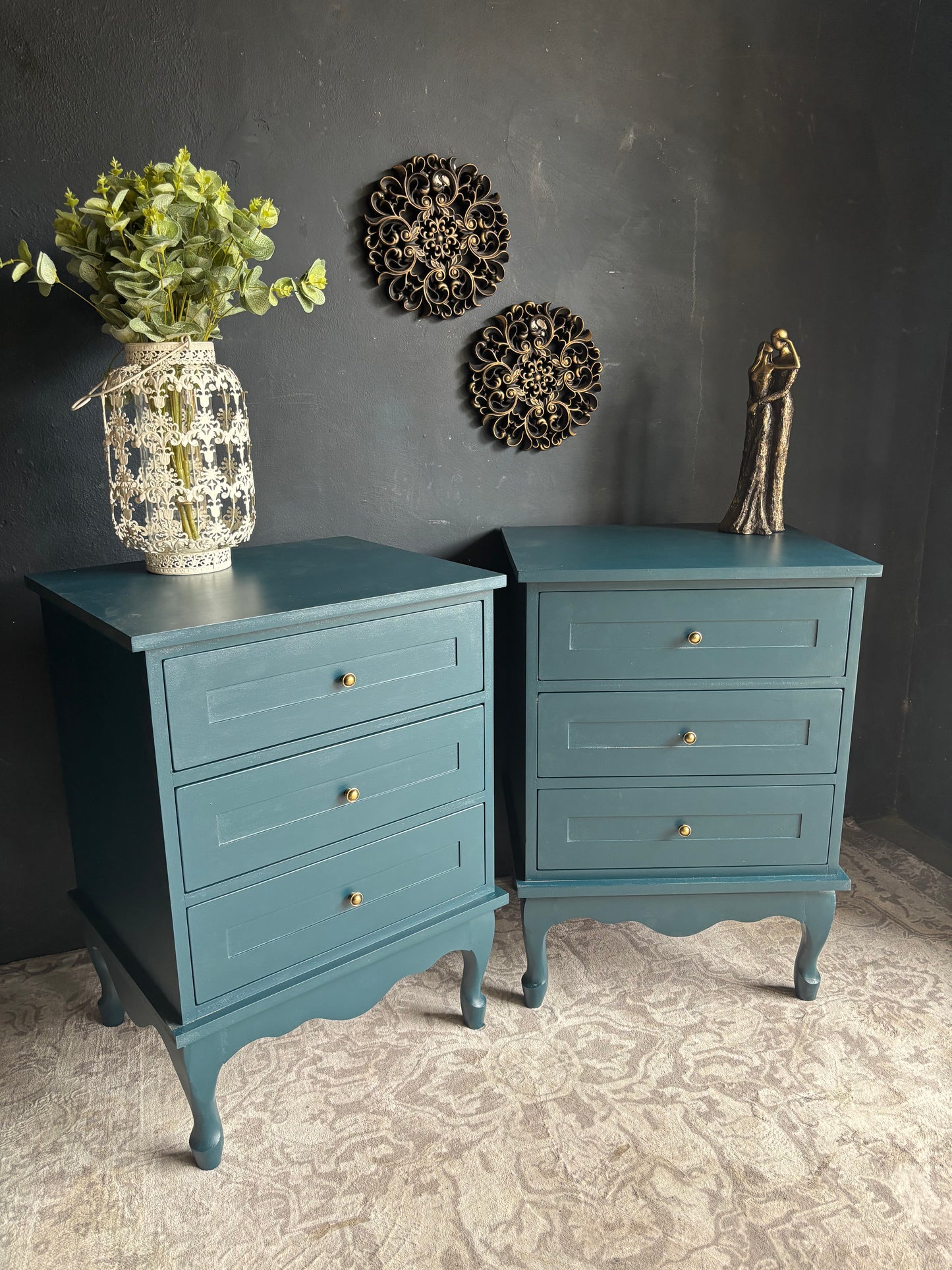 Vintage Three-Drawer Bedside Pedestals (Pair)