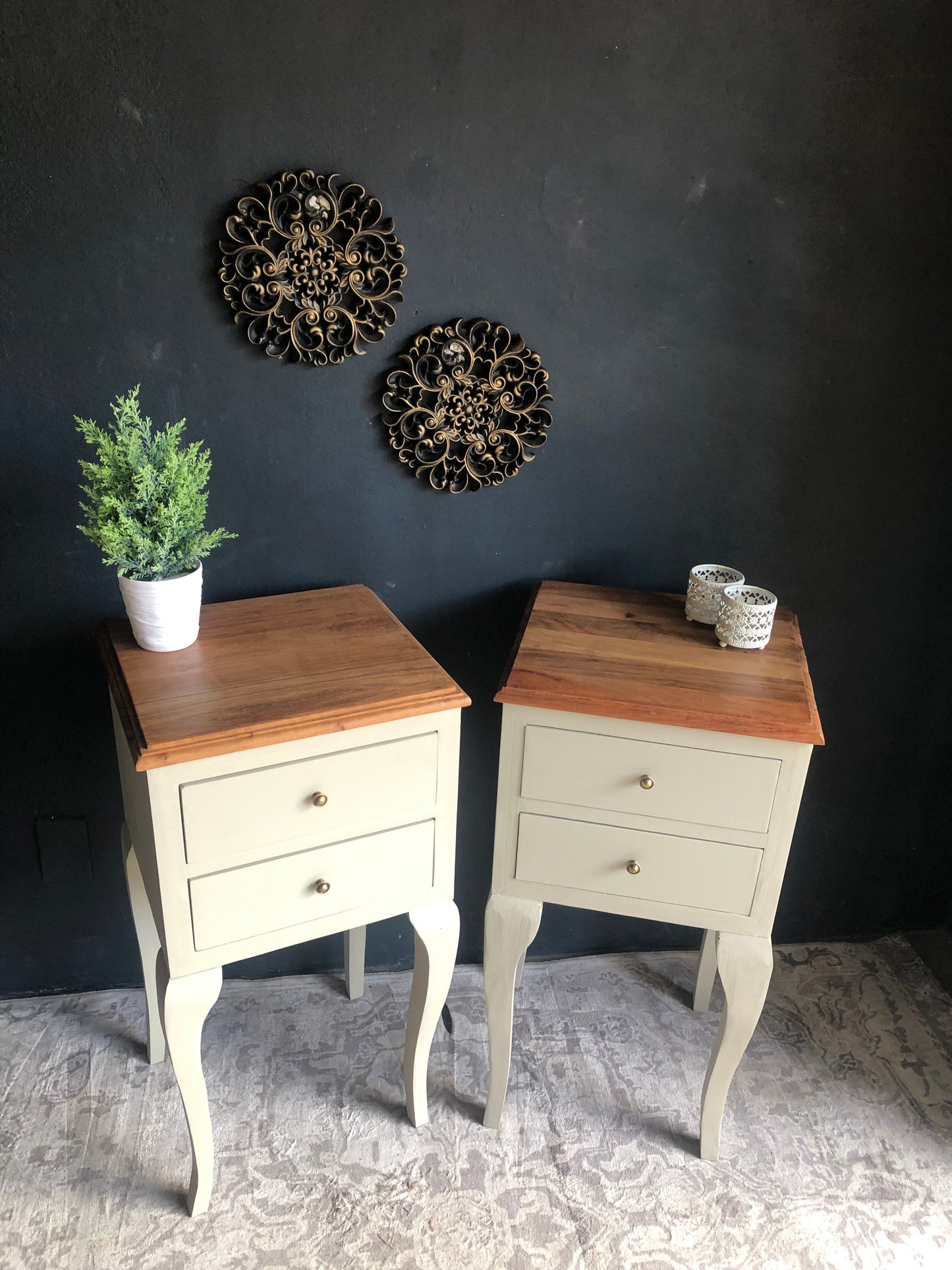 Elegant 2-Drawer French-Style Pedestal Tables (Set of 2)