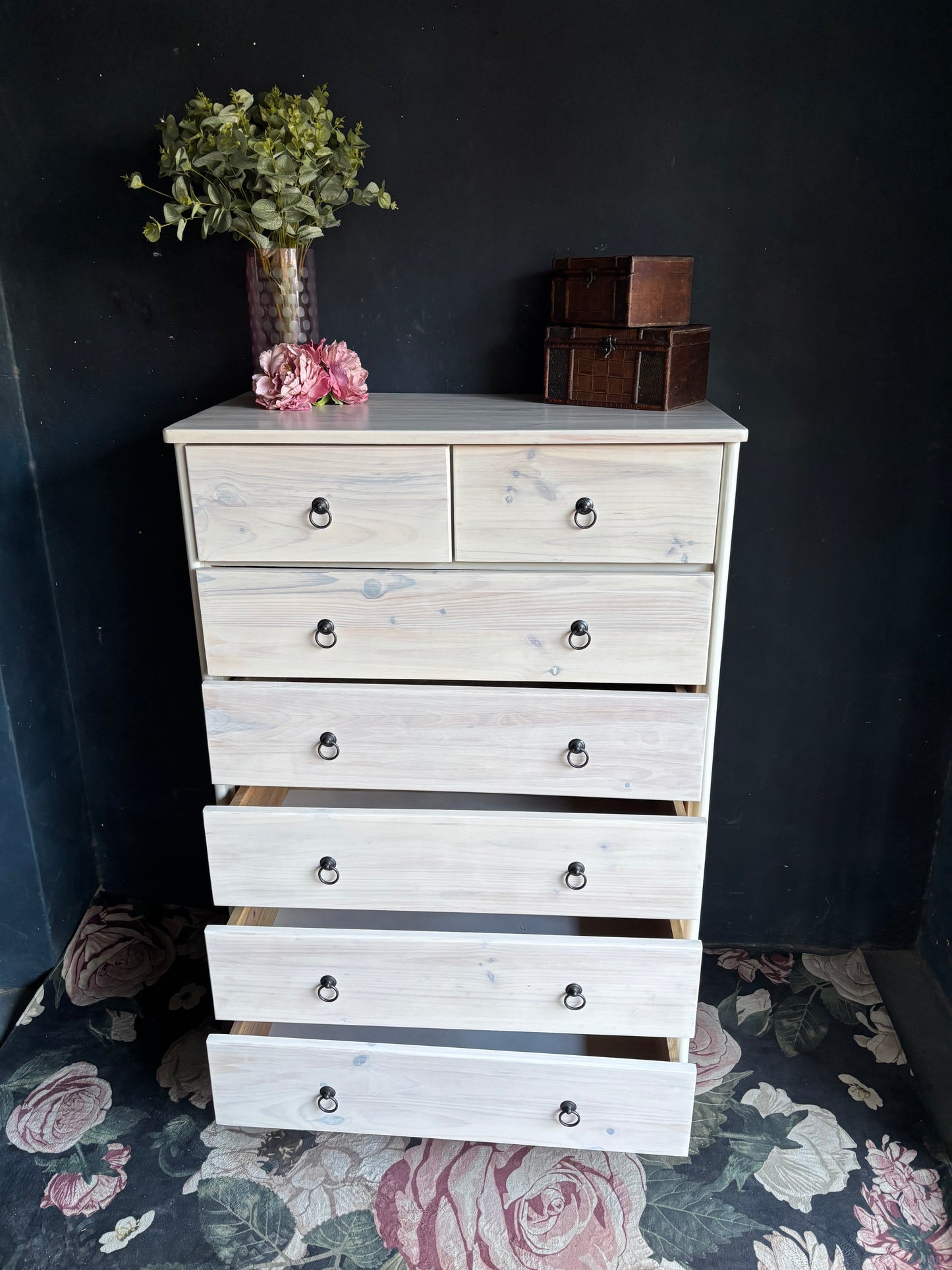 Heritage Whitewashed Pine 7-Drawer Tall Chest